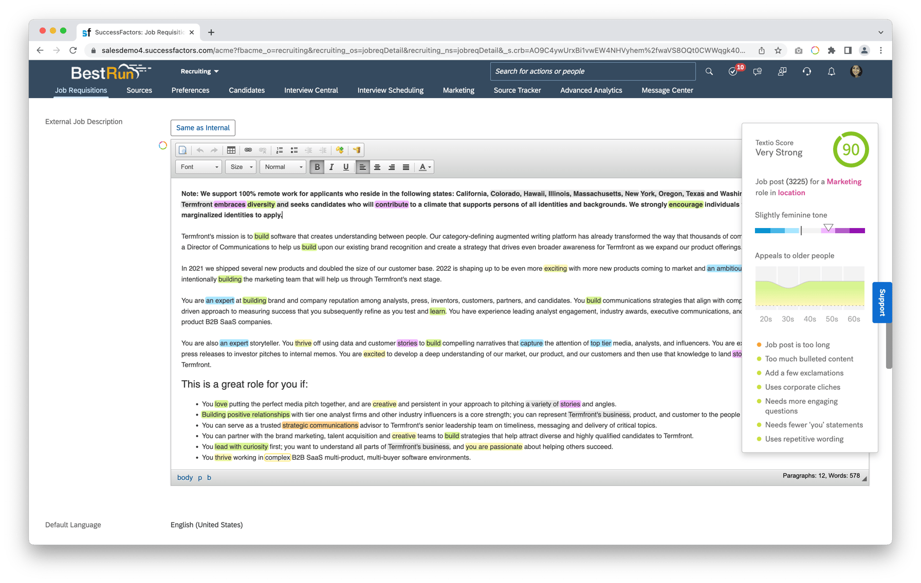 Textio language guidance now available in SuccessFactors – Textio blog