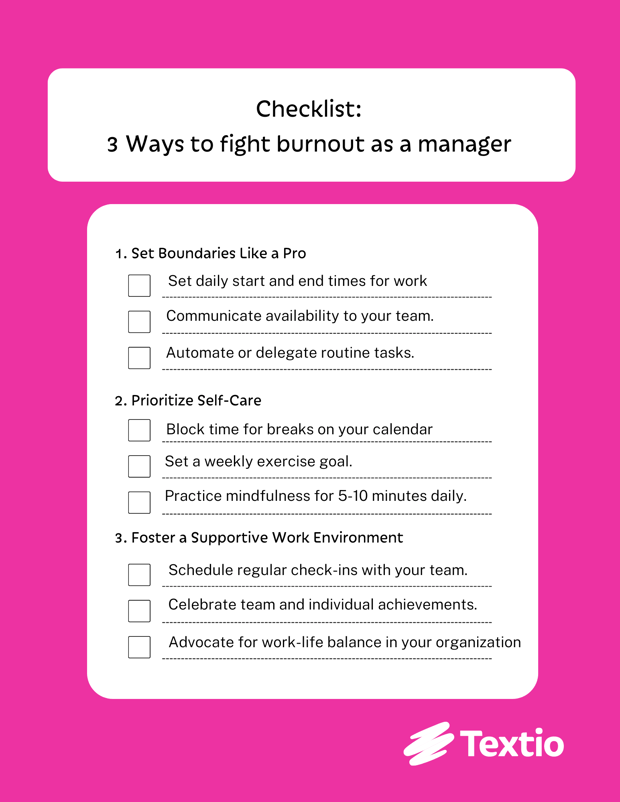 Textio Checklist 3 ways to fight burnout as a manager