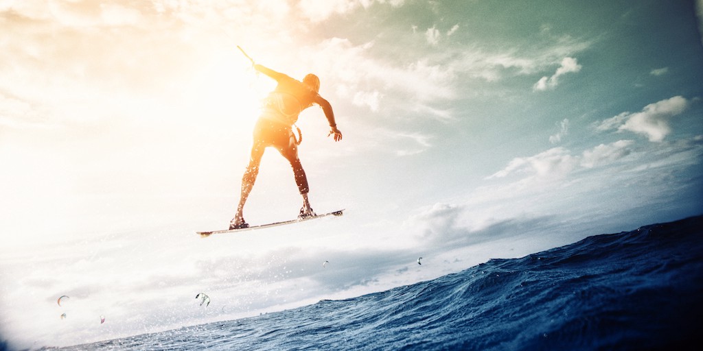 Person surfing a wave