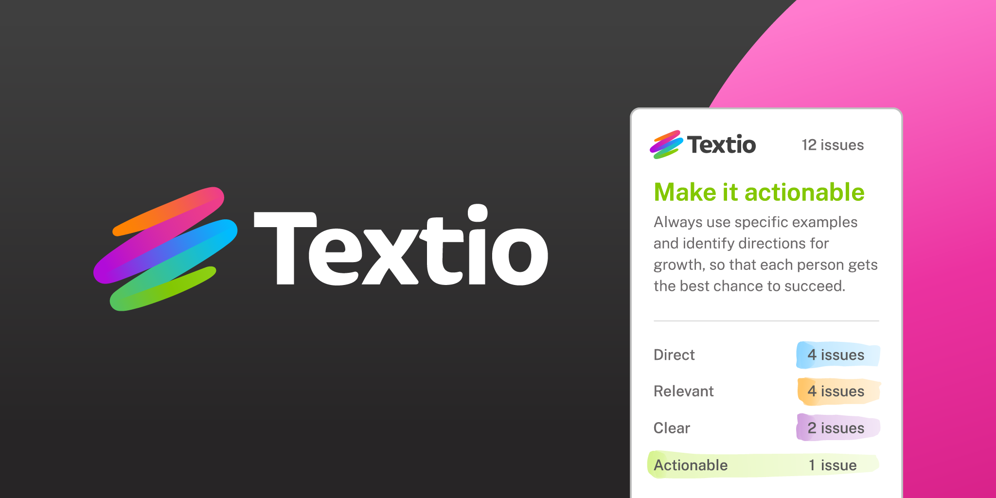 
        
          Textio – Giving feedback has never been easier
        
      