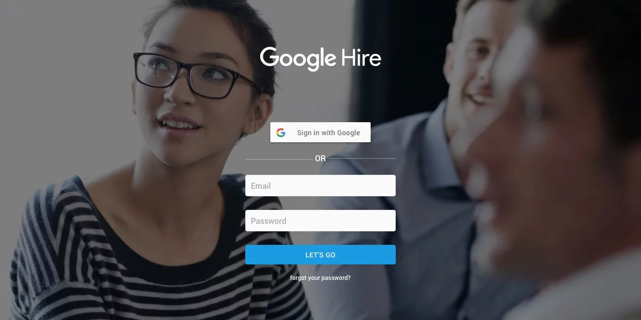 Screenshot of Google Hire login screen